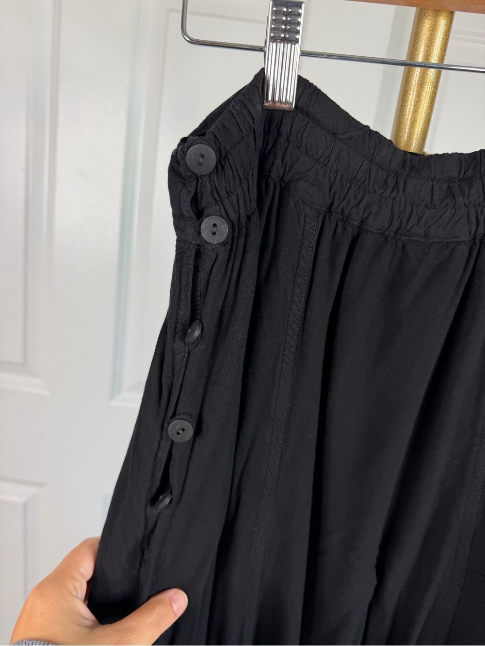 Vintage Soft Surroundings Petite M Black Embroidered Floral Maxi Skirt Rayon - Picture 3 of 16